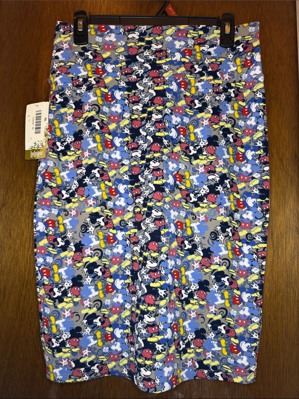 LuLaRoe Kids Skirt in Multicolor Mickey Print (red, blue, yellow, black, white)